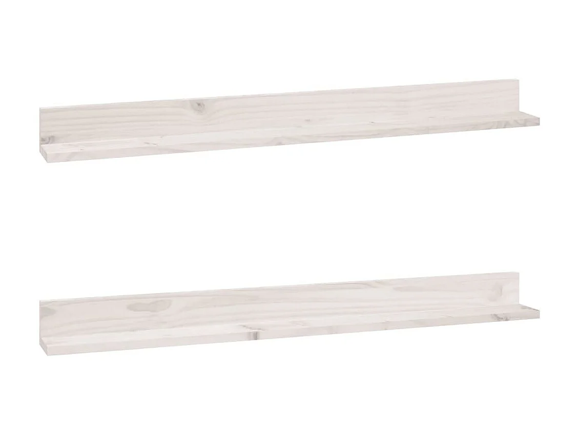 Étagères murales 2 pcs Blanc 110x11x9 cm Bois de pin massif OFR50653 BonneVie Meuble