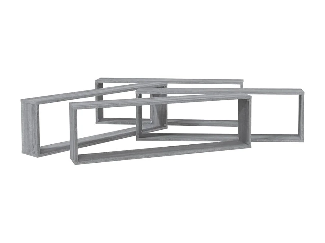 Étagères murales cube 4 pcs Sonoma gris 100x15x30 cm Bois OFR64788 BonneVie Meuble