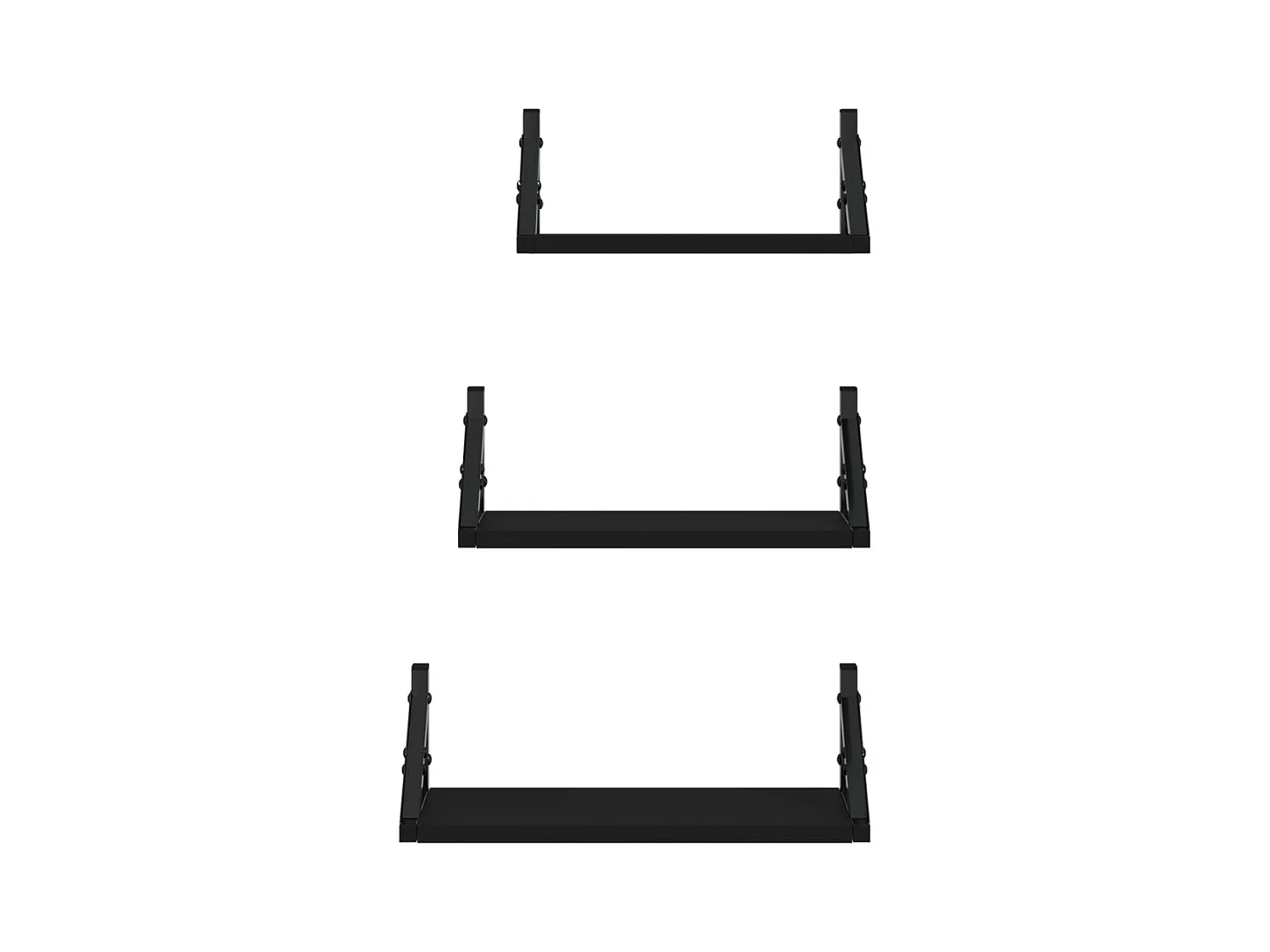 3-delige Wandschappenset bewerkt hout zwart NL462826