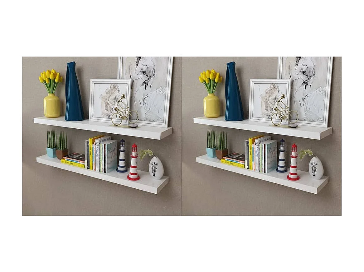 Étagères murales 4 pcs Blanc 100 cm OFR98469 BonneVie Meuble