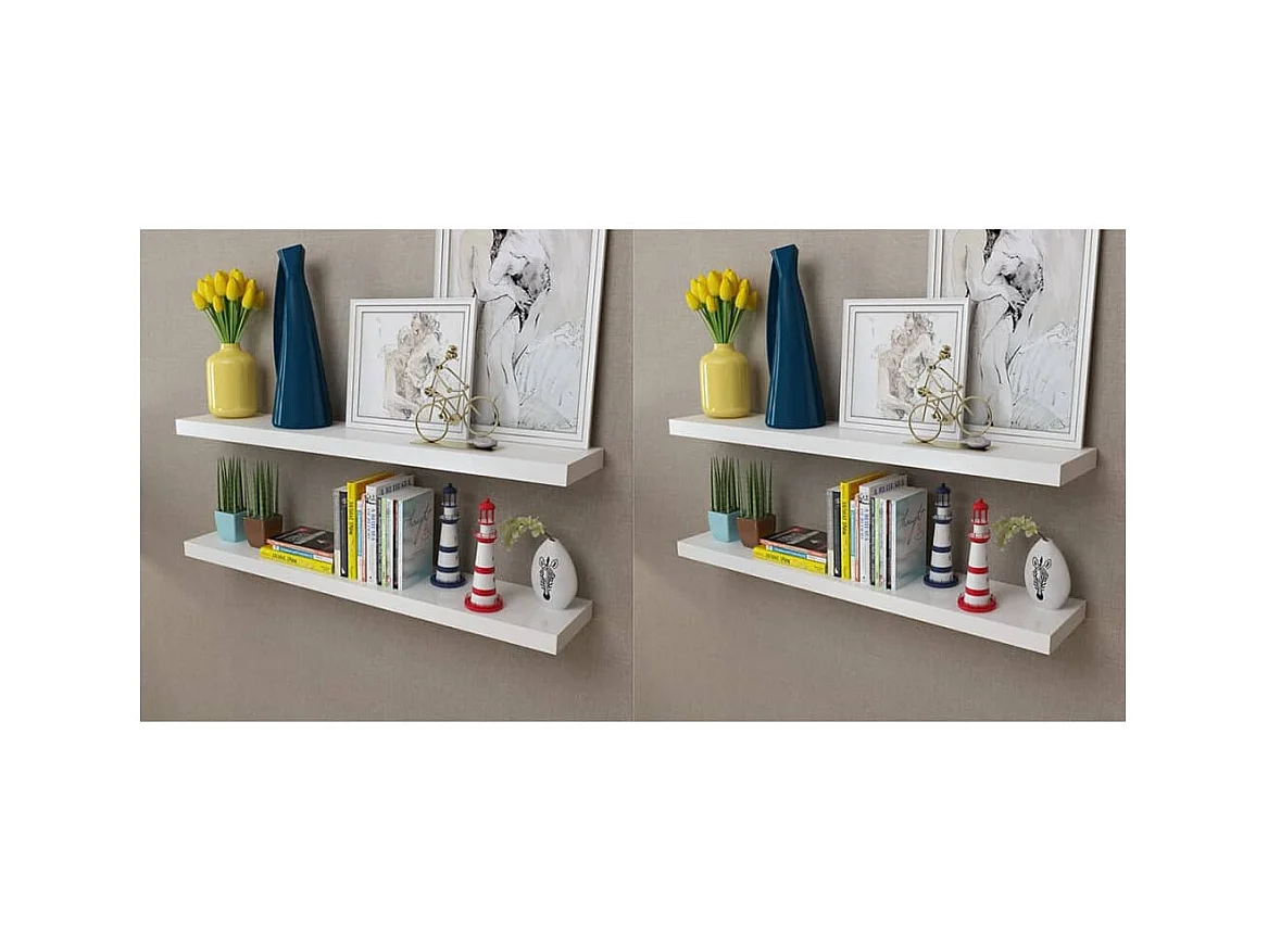 Étagères murales 4 pcs Blanc 100 cm OFR98469 BonneVie Meuble
