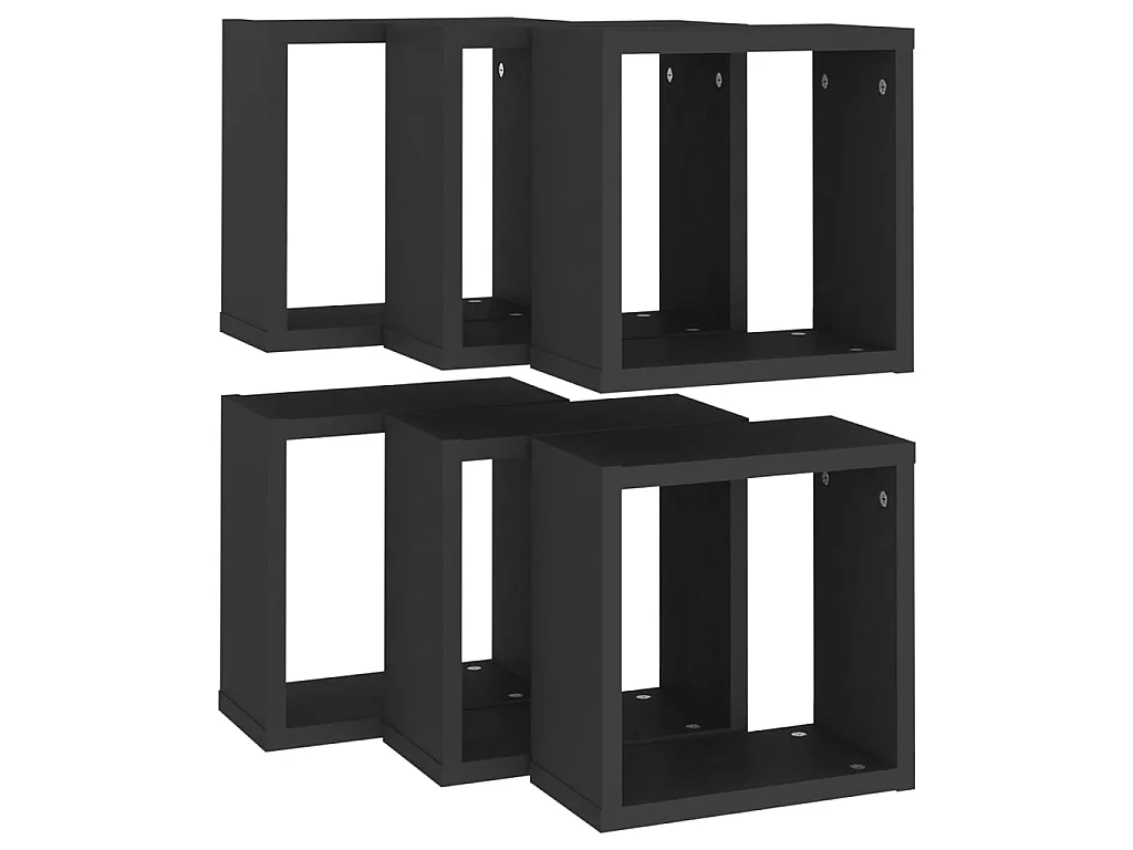 Prateleiras de parede em forma de cubo 6 pcs 30x15x30 cm preto PT755577