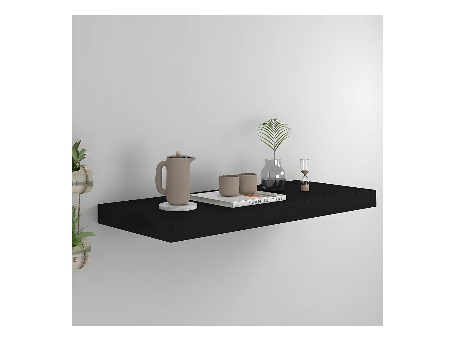 Étagère murale murale Noir 60x23,5x3,8 cm MDF OFR15261 BonneVie Meuble