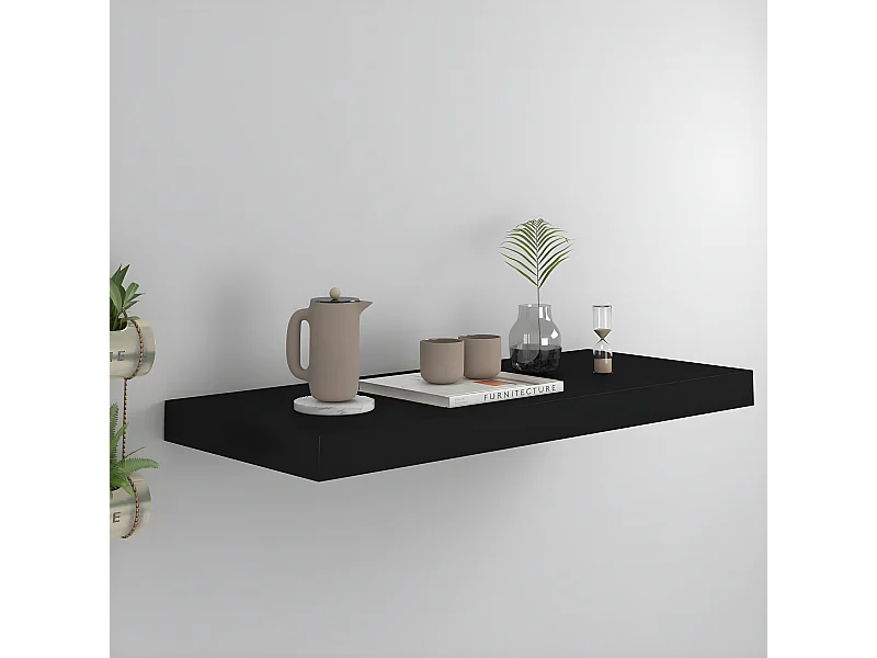 Étagère murale murale Noir 60x23,5x3,8 cm MDF OFR15261 BonneVie Meuble