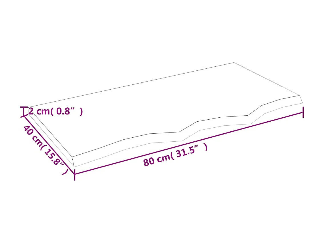 Étagère murale 80x40x2 cm bois de chêne massif non traité OFR30179 BonneVie Meuble