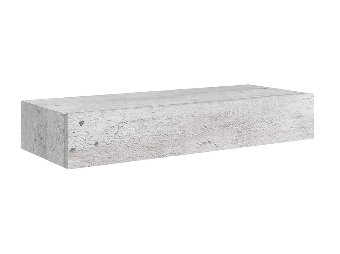 Étagère à tiroir murale Gris béton 60x23,5x10 cm MDF OFR27102 BonneVie Meuble