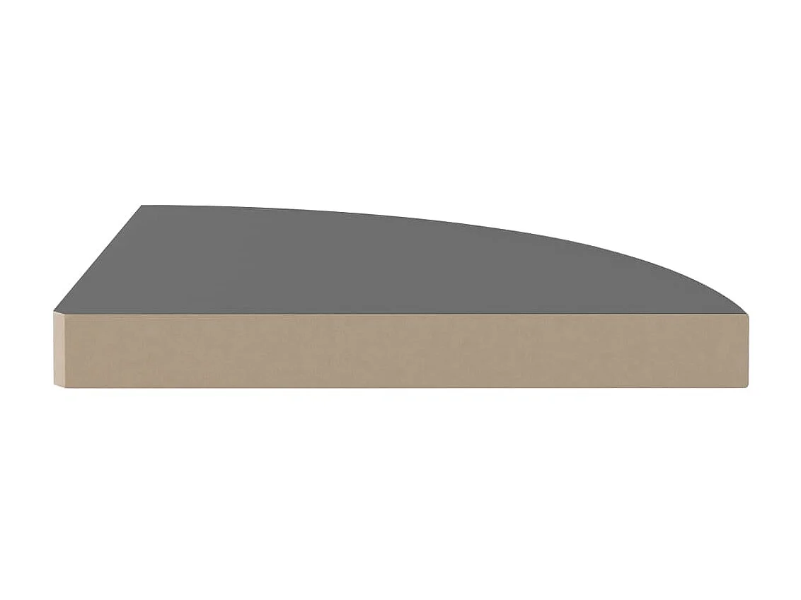 Étagères d'angle murales 2pcs gris brillant 35x35x3,8 cm MDF OFR45702 BonneVie Meuble