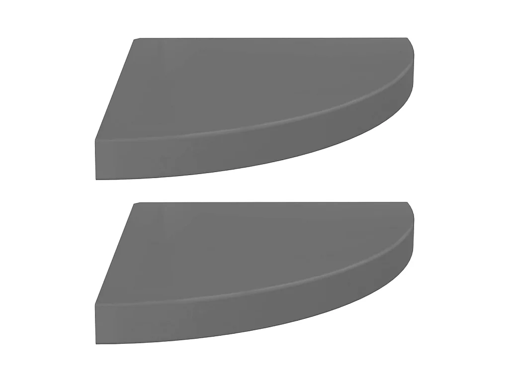 Estantes de pared esquina 2 uds MDF gris brillo 35x35x3,8 cm ES60202