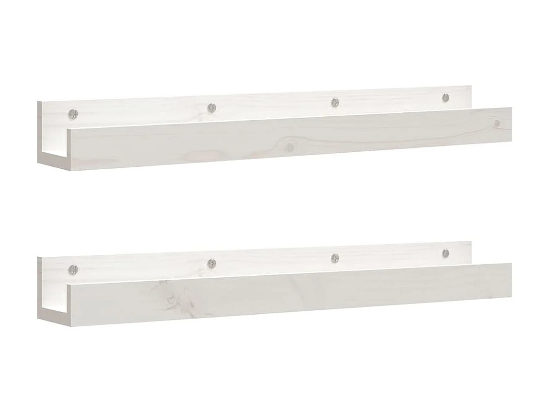 Étagères murales 2 pcs Blanc 80x12x9 cm Bois de pin massif OFR52399 BonneVie Meuble