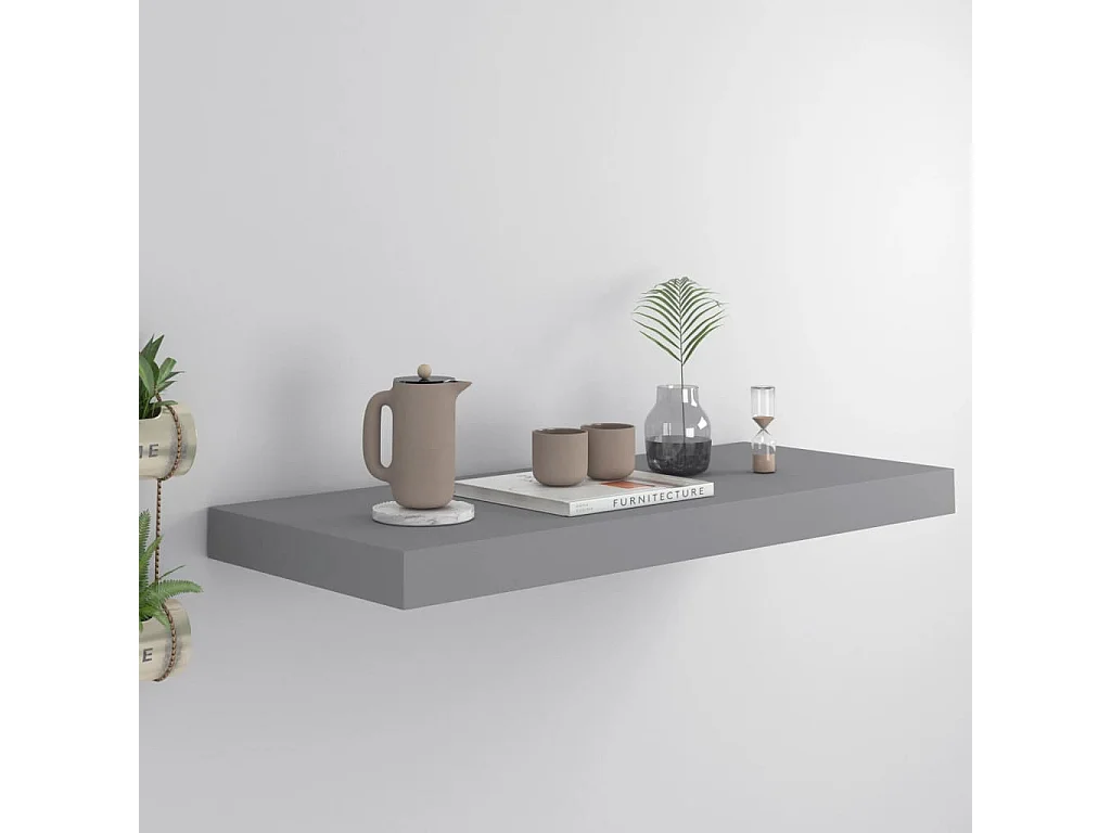 Étagère murale murale gris 60x23,5x3,8 cm MDF OFR97614 BonneVie Meuble