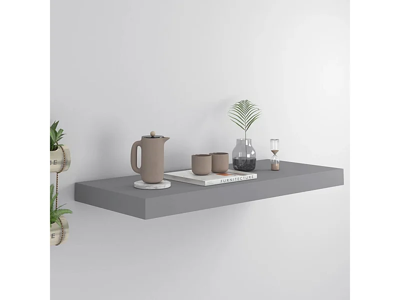 Étagère murale murale gris 60x23,5x3,8 cm MDF OFR97614 BonneVie Meuble