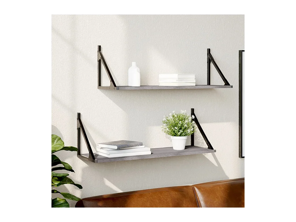 Étagères murales 2pcs sonoma gris 80x25x25,5 cm bois ingénierie OFR41784 BonneVie Meuble