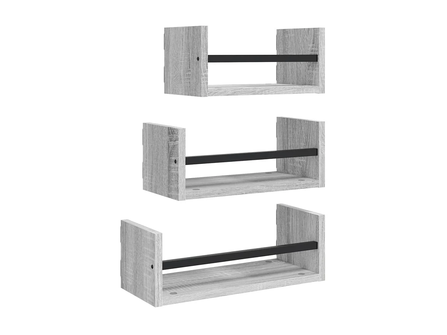 Ensemble d'étagères murales avec barres 3 pcs sonoma gris OFR91171 BonneVie Meuble