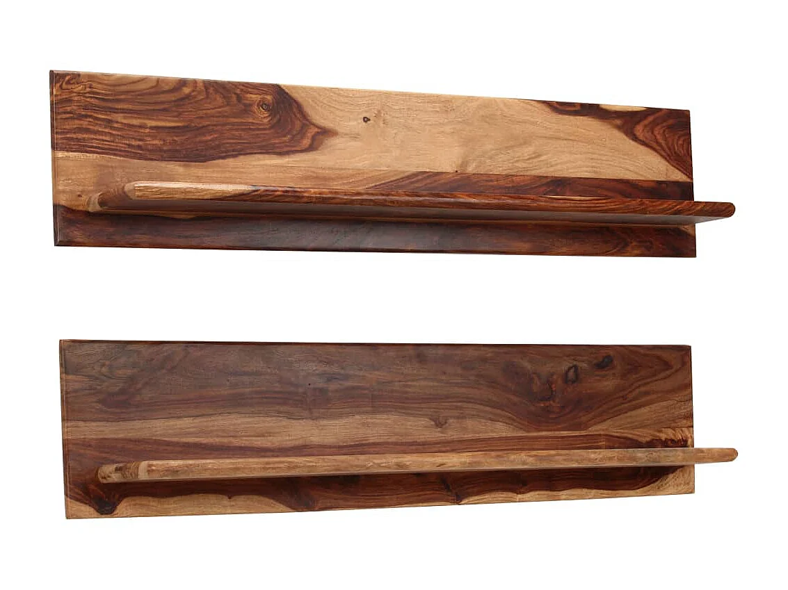 Étagères murales 2 pcs 118 x 26 x 20 cm Bois de Sesham massif OFR45372 BonneVie Meuble