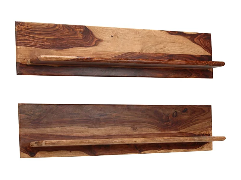Étagères murales 2 pcs 118 x 26 x 20 cm Bois de Sesham massif OFR45372 BonneVie Meuble