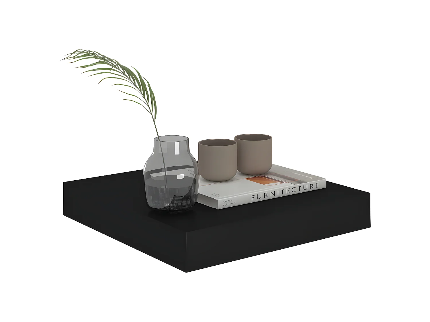 Estantes de pared de pared 4 uds MDF negro 23x23,5x3,8 cm ES53364