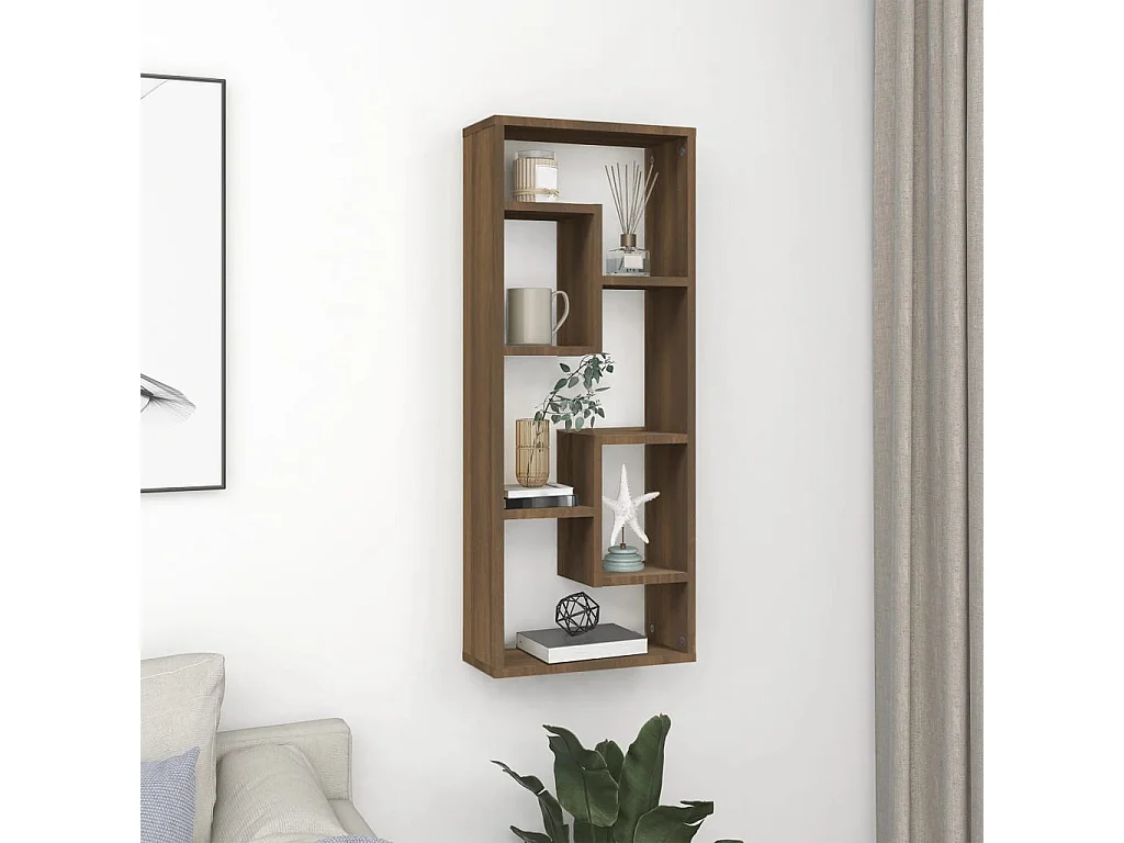 Étagère murale Chêne marron 36x16x90 cm Bois d'ingénierie OFR85038 BonneVie Meuble