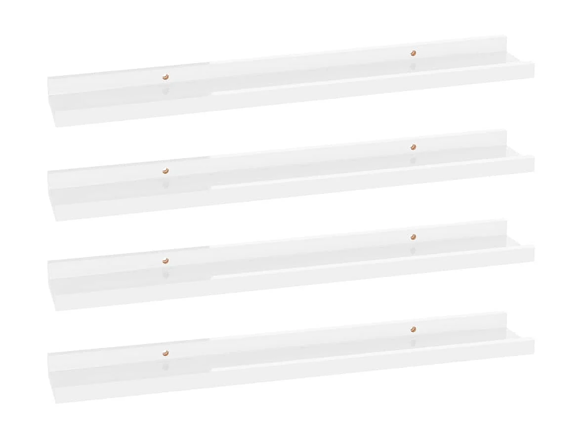 Étagères murales 4 pcs Blanc brillant 60x9x3 cm OFR22229 BonneVie Meuble