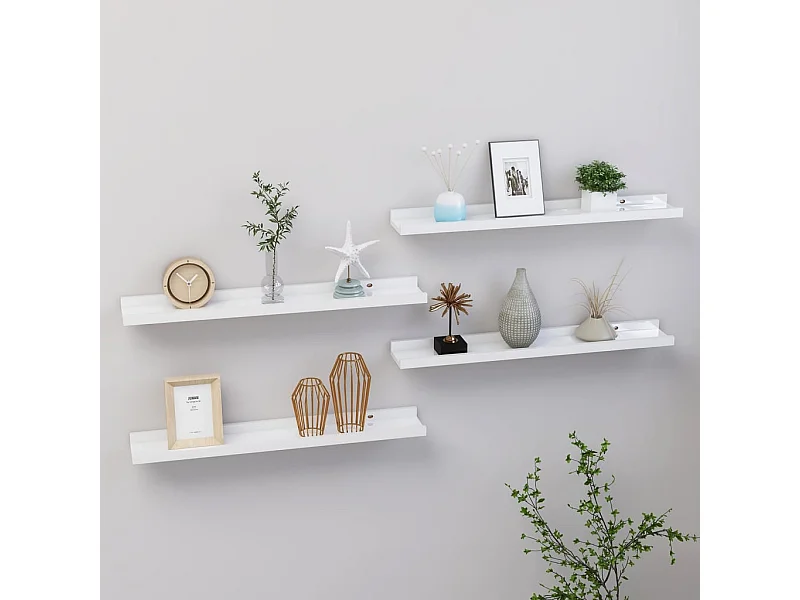 Étagères murales 4 pcs Blanc brillant 60x9x3 cm OFR22229 BonneVie Meuble