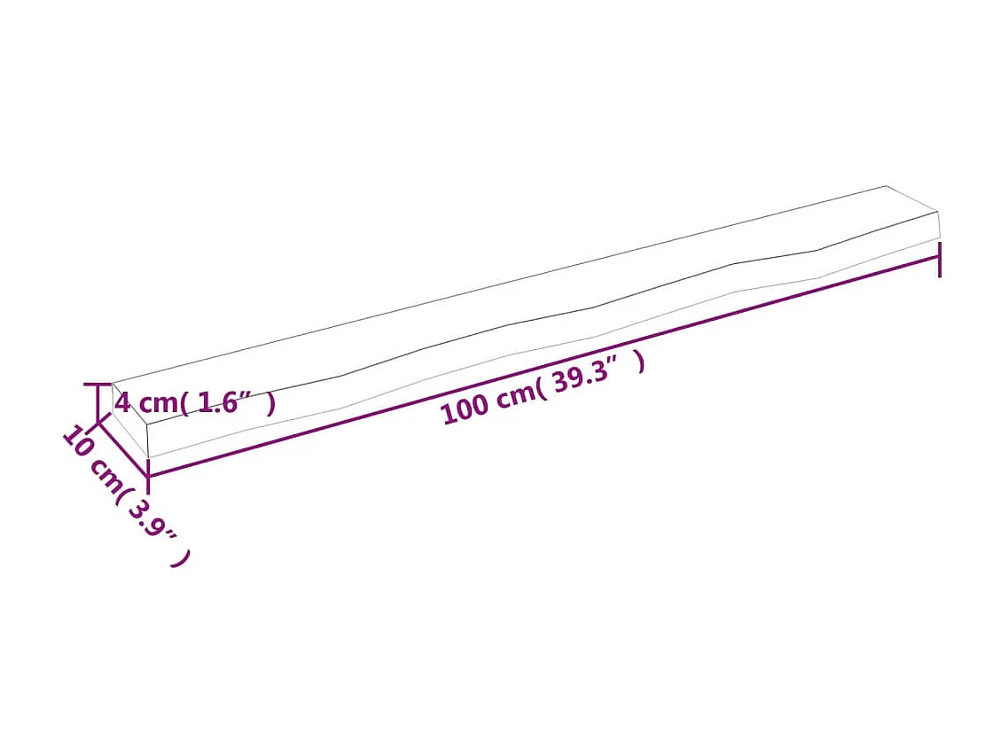 Étagère murale 100x10x4 cm bois de chêne massif non traité SDD65527 BonneVie Meuble
