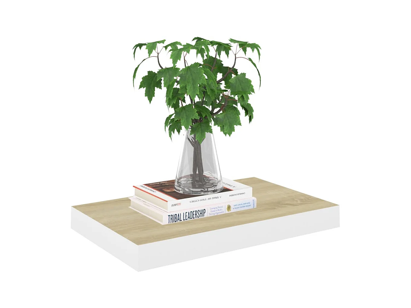 Prateleira de parede suspensa 50x23x3,8cm MDF carvalho e branco PT185771