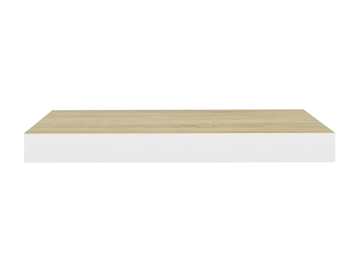 Étagère murale murale chêne et blanc 50x23x3,8 cm MDF OFR34113 BonneVie Meuble