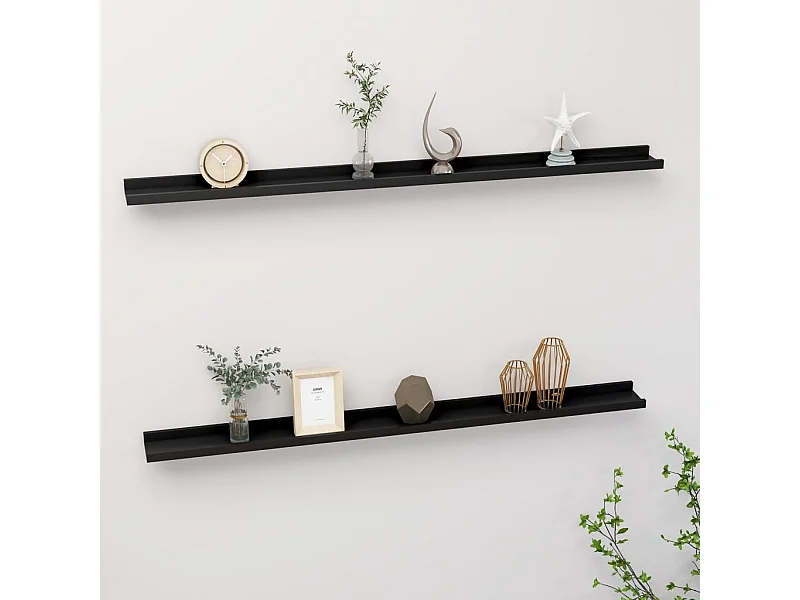 Estantes de pared 2 unidades negro 115x9x3 cm ES79406