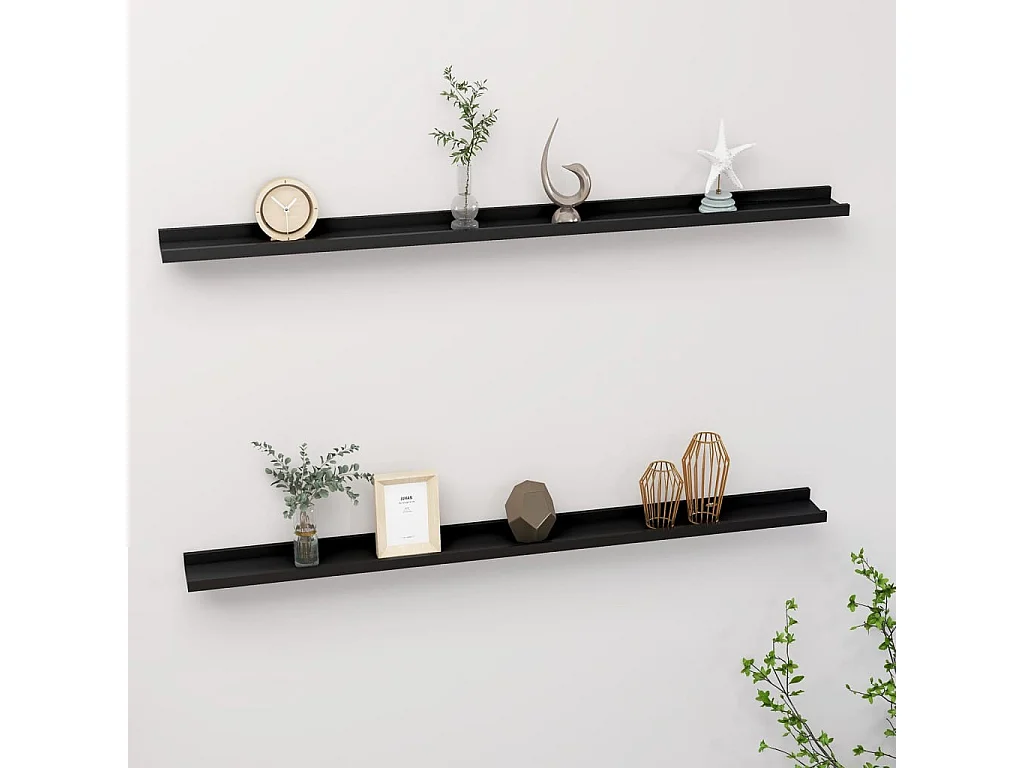 Estantes de pared 2 unidades negro 115x9x3 cm ES79406
