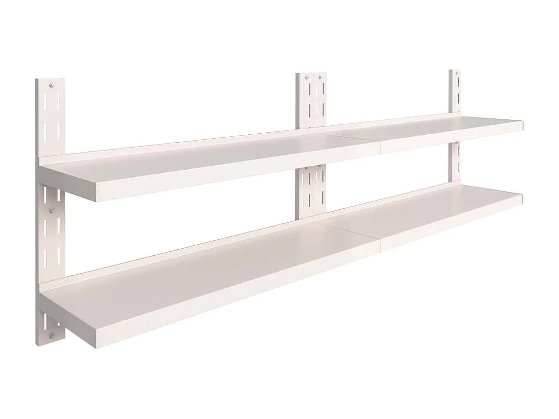 Étagères murales murales à 2 niveaux 2 pcs Inox 240x30 cm OFR90387 BonneVie Meuble