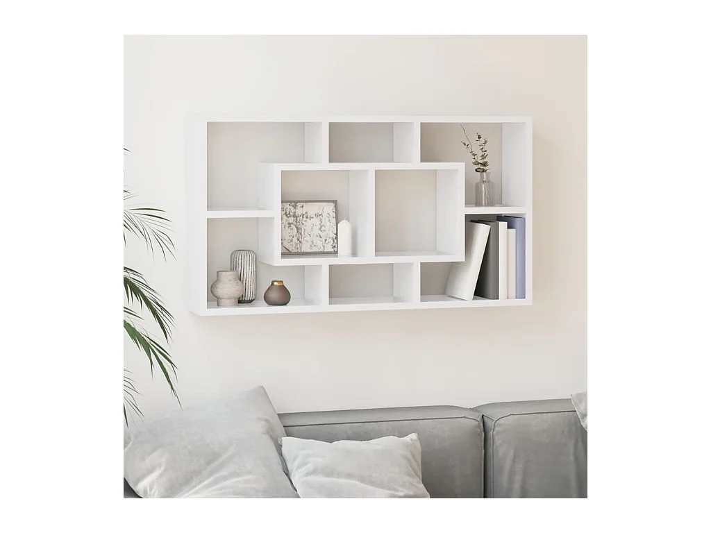 Étagère murale 8 compartiments Blanc brillant OFR79095 BonneVie Meuble