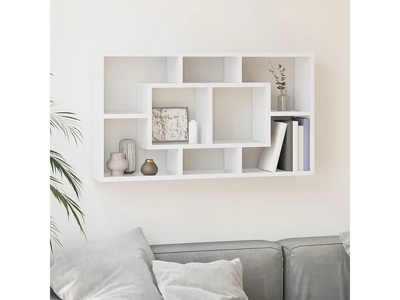 Étagère murale 8 compartiments Blanc brillant OFR79095 BonneVie Meuble