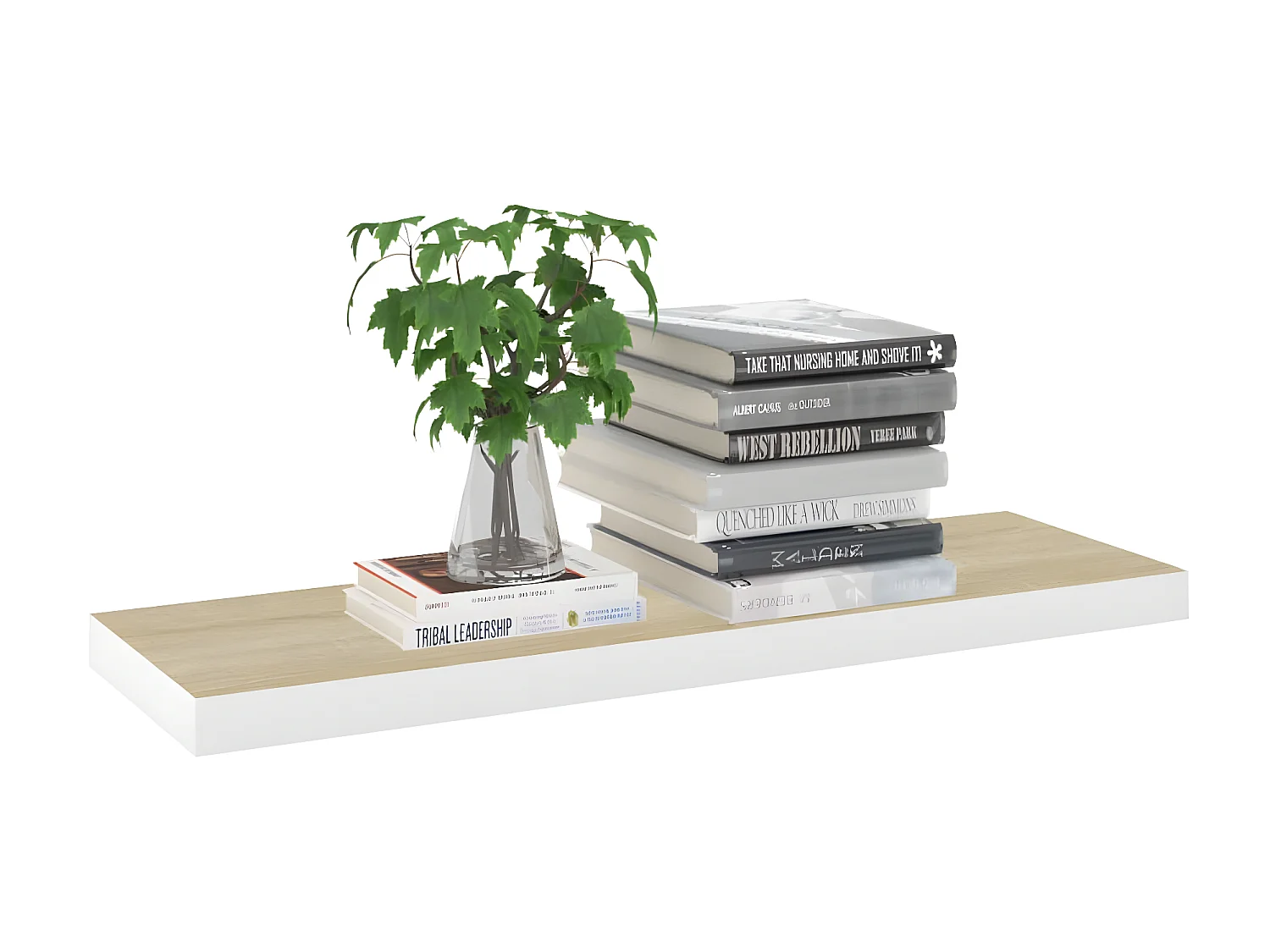 Étagères murales 2 pcs chêne et blanc 80x23,5x3,8 cm MDF OFR70209 BonneVie Meuble