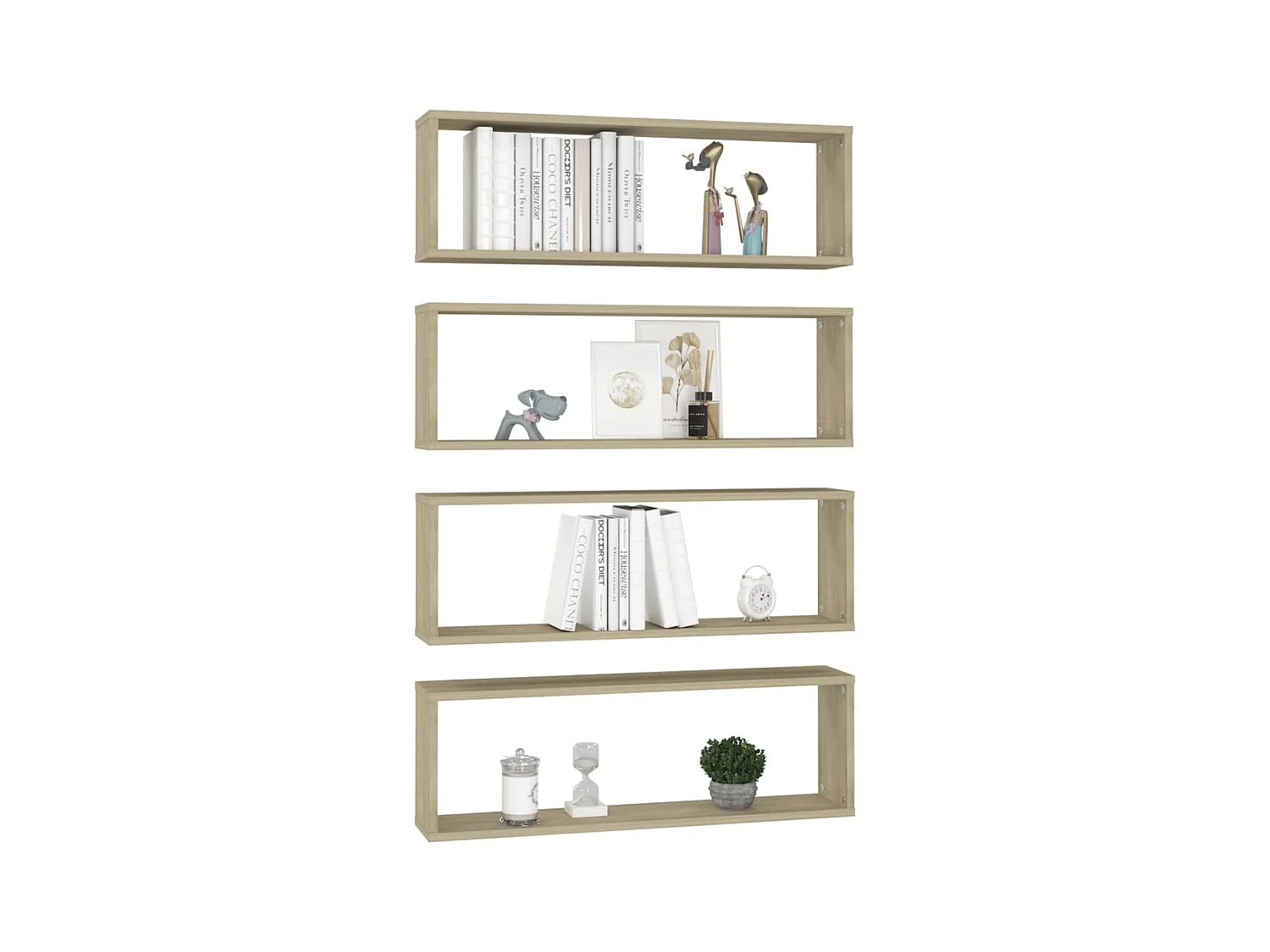 Étagères cube murales 4 pcs Chêne sonoma 80x15x26,5cm Aggloméré OFR27619 BonneVie Meuble