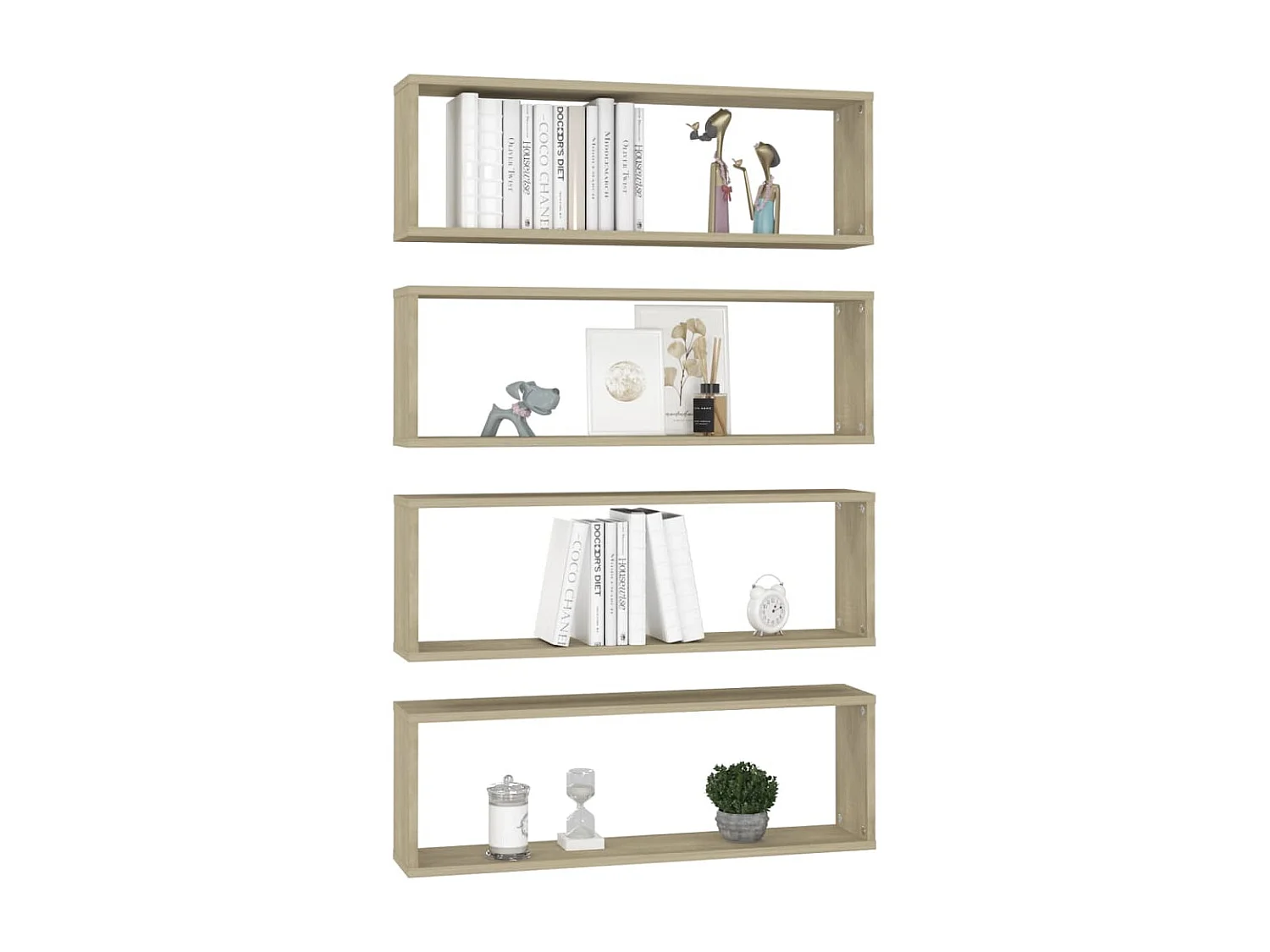 Étagères cube murales 4 pcs Chêne sonoma 80x15x26,5cm Aggloméré OFR27619 BonneVie Meuble
