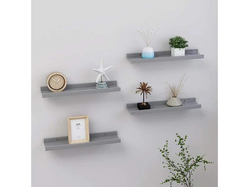 Étagères murales 4 pcs Gris 40x9x3 cm OFR79638 BonneVie Meuble