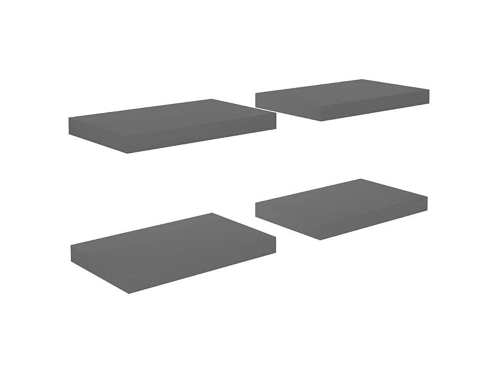 Étagère murale murale 4 pcs Gris brillant 40x23x3,8 cm MDF OFR51741 BonneVie Meuble