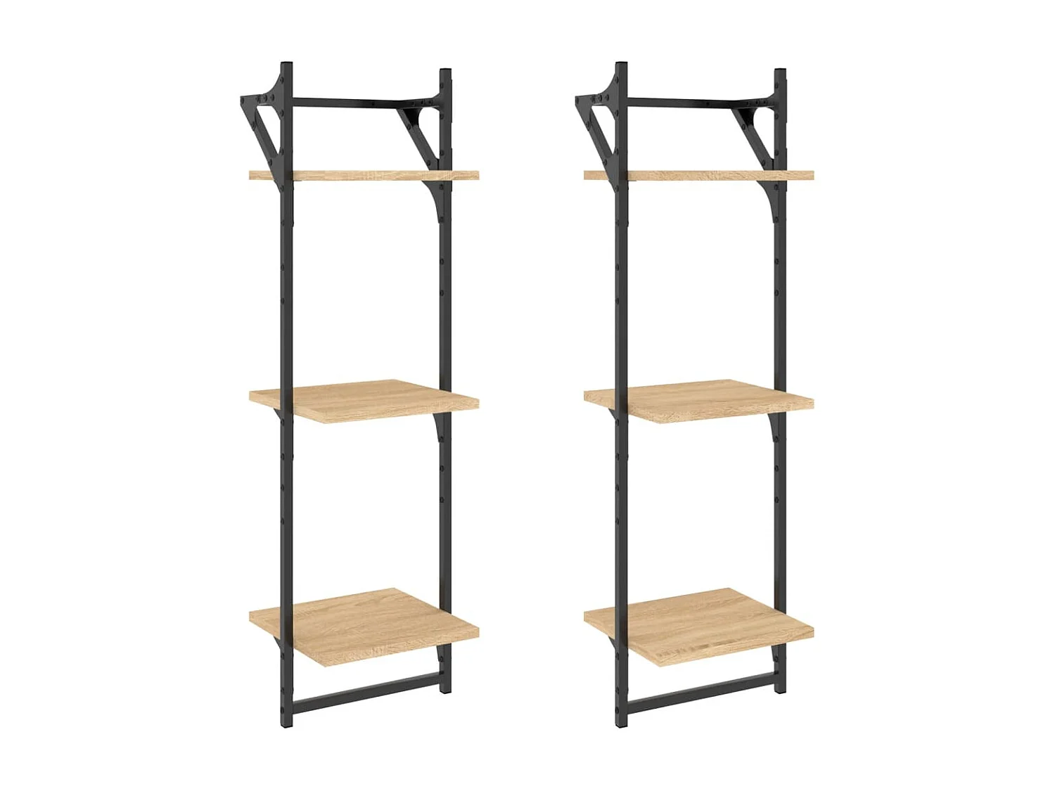 Étagères murales à 3 niveaux avec barres 2 pcs chêne sonoma OFR32620 BonneVie Meuble