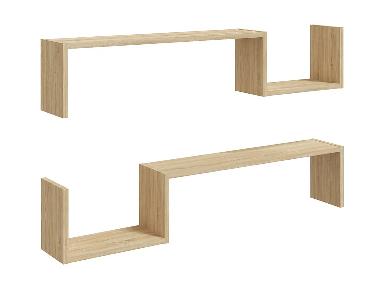 Étagères murales 2 pcs Chêne sonoma 100x15x20 cm Aggloméré OFR26168 BonneVie Meuble