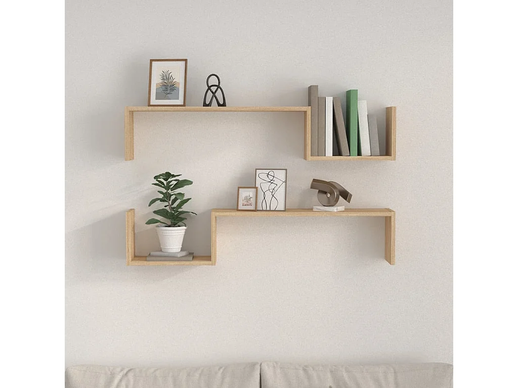 Étagères murales 2 pcs Chêne sonoma 100x15x20 cm Aggloméré OFR26168 BonneVie Meuble