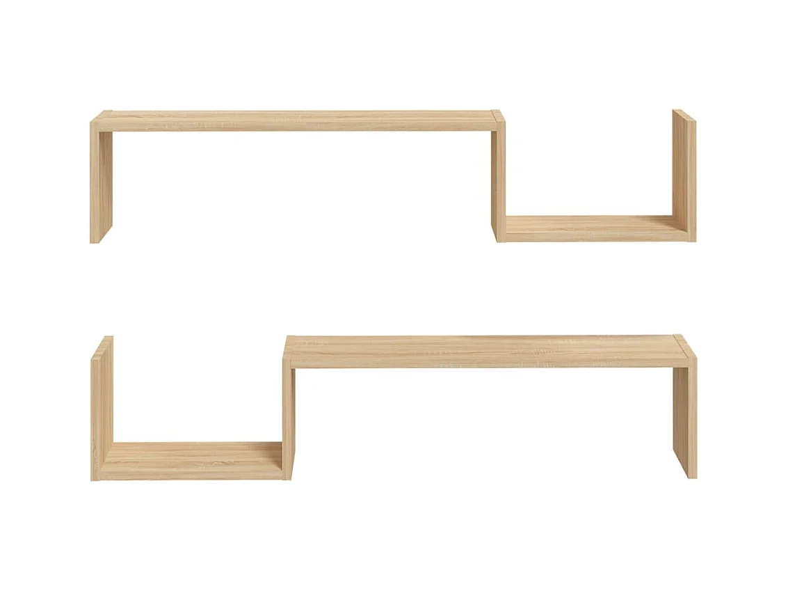 Wandschappen 2 st 100x15x20 cm bewerkt hout sonoma eikenkleurig NL475792