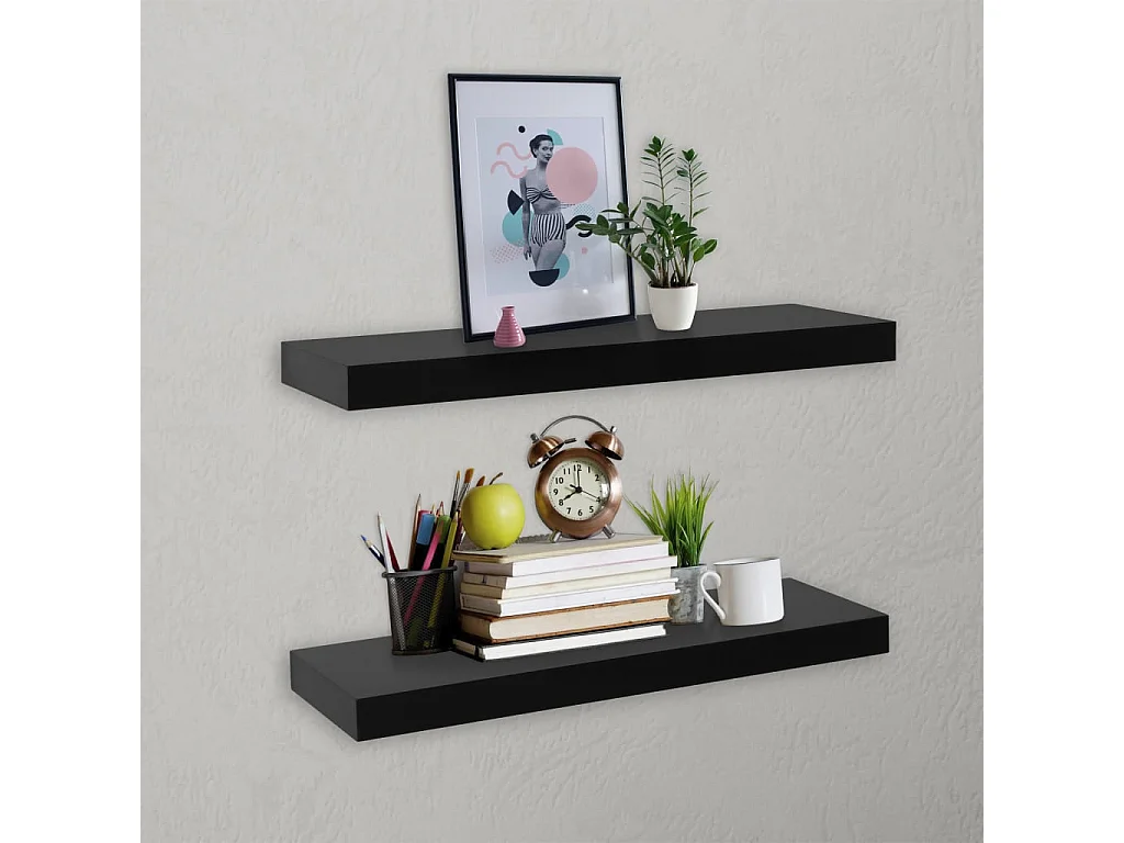 Estantes de pared de pared 2 unidades negro 40x20x3,8 cm ES61459