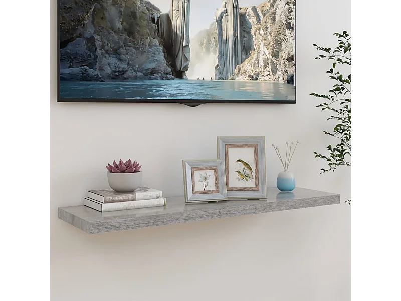 Étagère murale murale Gris béton 90x23,5x3,8 cm MDF OFR27584 BonneVie Meuble