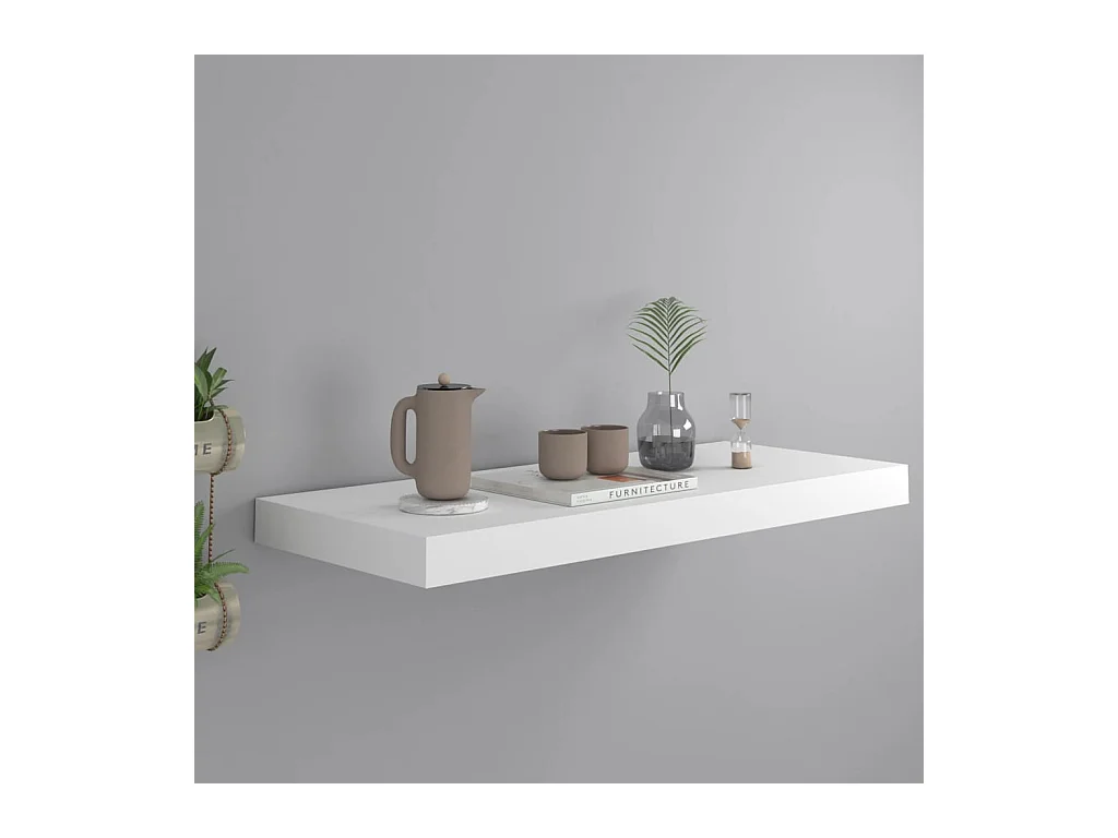 Étagère murale murale blanc 60x23,5x3,8 cm MDF OFR20480 BonneVie Meuble