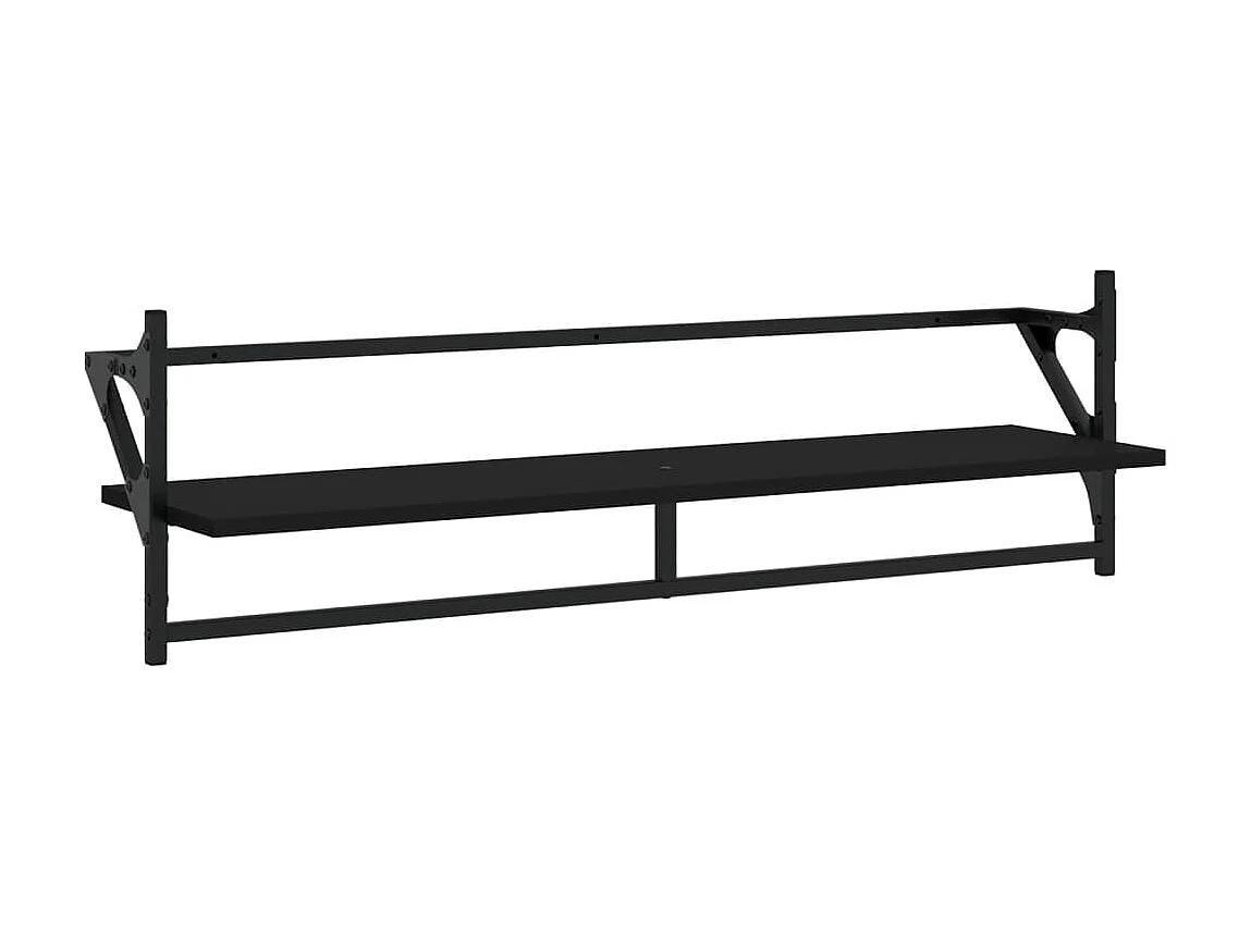 Étagères murales avec barres 2 pcs noir 100x25x30 cm OFR38179 BonneVie Meuble