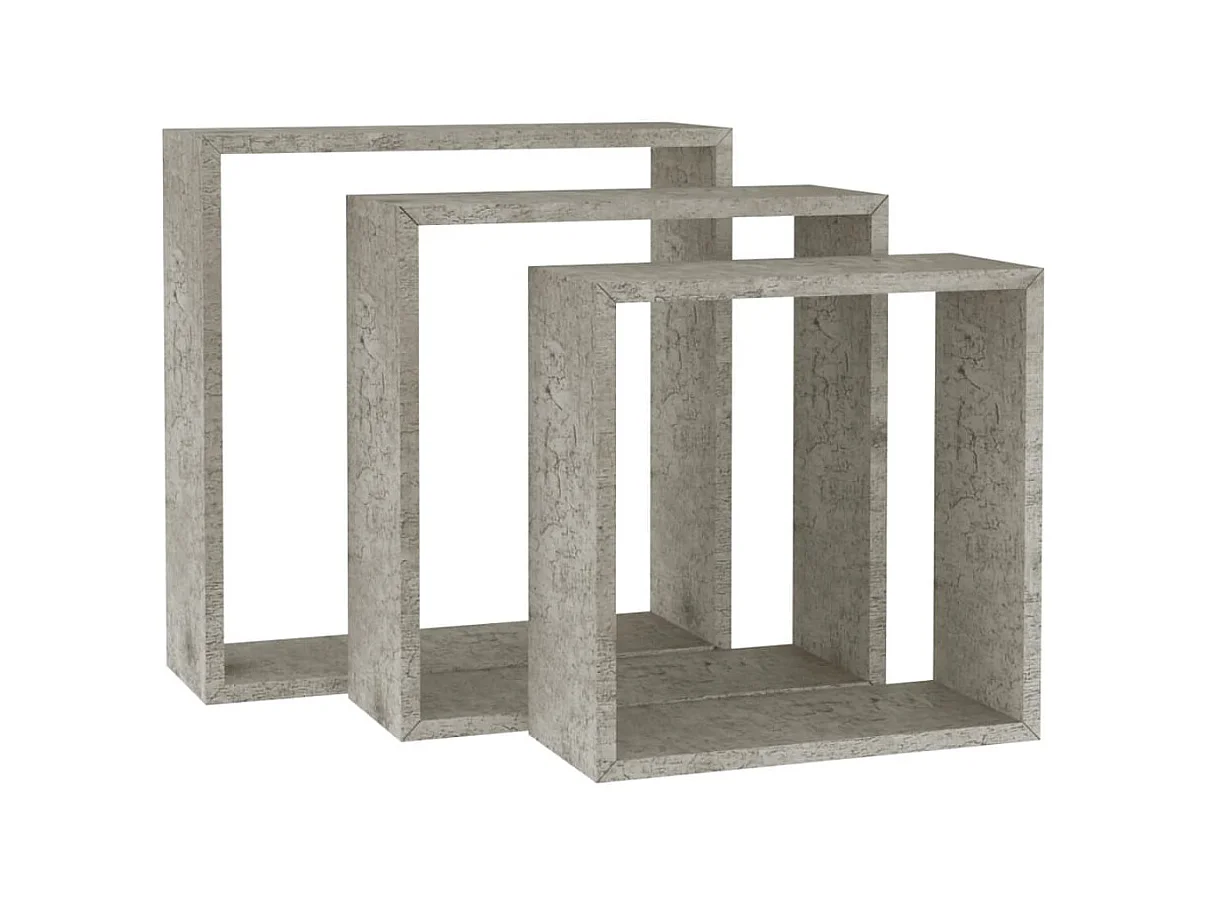 Estantes cubo de pared 3 unidades gris hormigón ES99846
