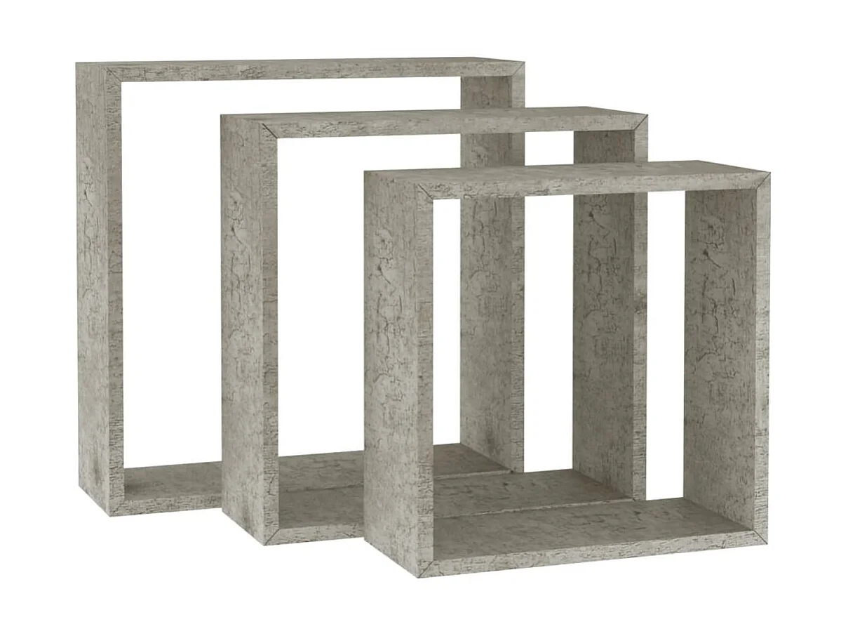 Étagères murales sous forme de cube 3 pcs Gris béton OFR16002 BonneVie Meuble