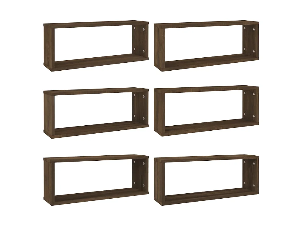 Estantes cúbicos de pared 6 uds madera roble marrón 60x15x23 cm ES82481
