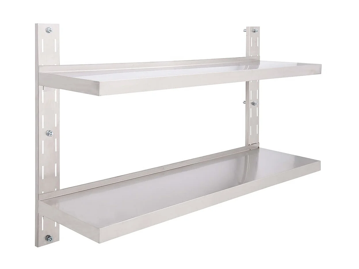 Étagère murale à 2 niveaux Acier inoxydable 120x30 cm OFR27776 BonneVie Meuble