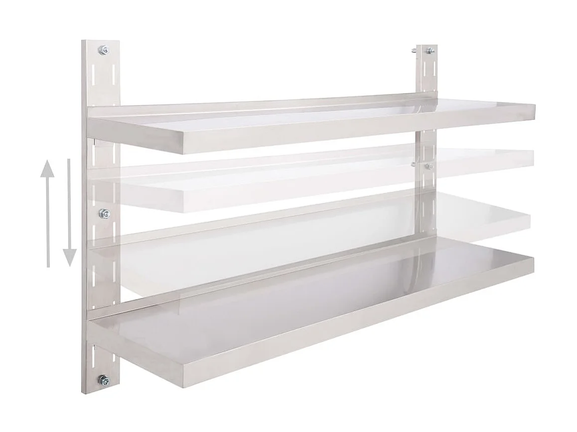 Étagère murale à 2 niveaux Acier inoxydable 120x30 cm OFR27776 BonneVie Meuble