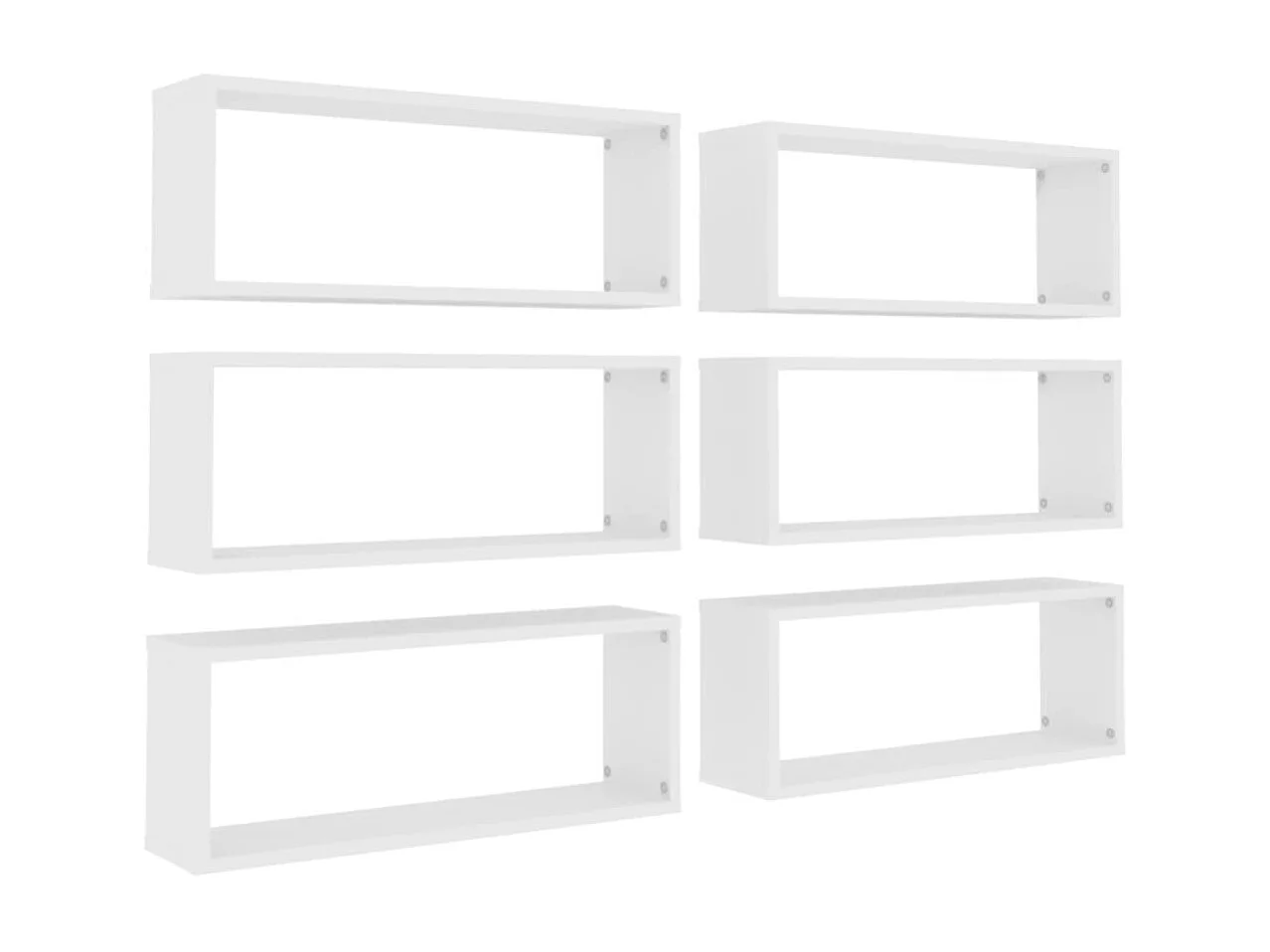 Étagères cube murales 6 pcs Blanc 60x15x23 cm Aggloméré OFR25627 BonneVie Meuble